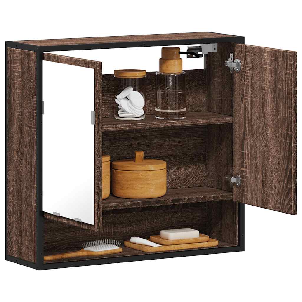 Bathroom Mirror Cabinet Brown Oak 65x20x60 cm Engineered Wood - Discount Dealers