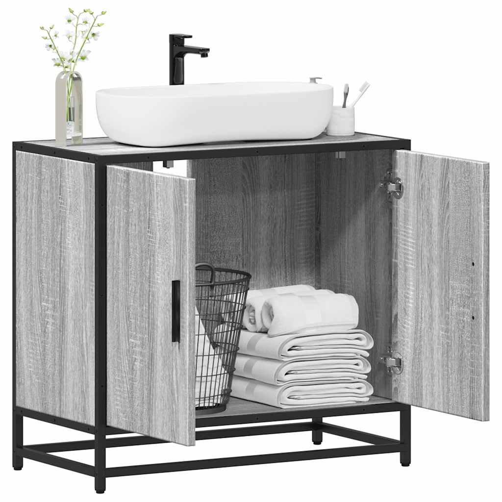 Bathroom Sink Cabinet Grey Sonoma 65x33x60 cm Engineered Wood - Discount Dealers