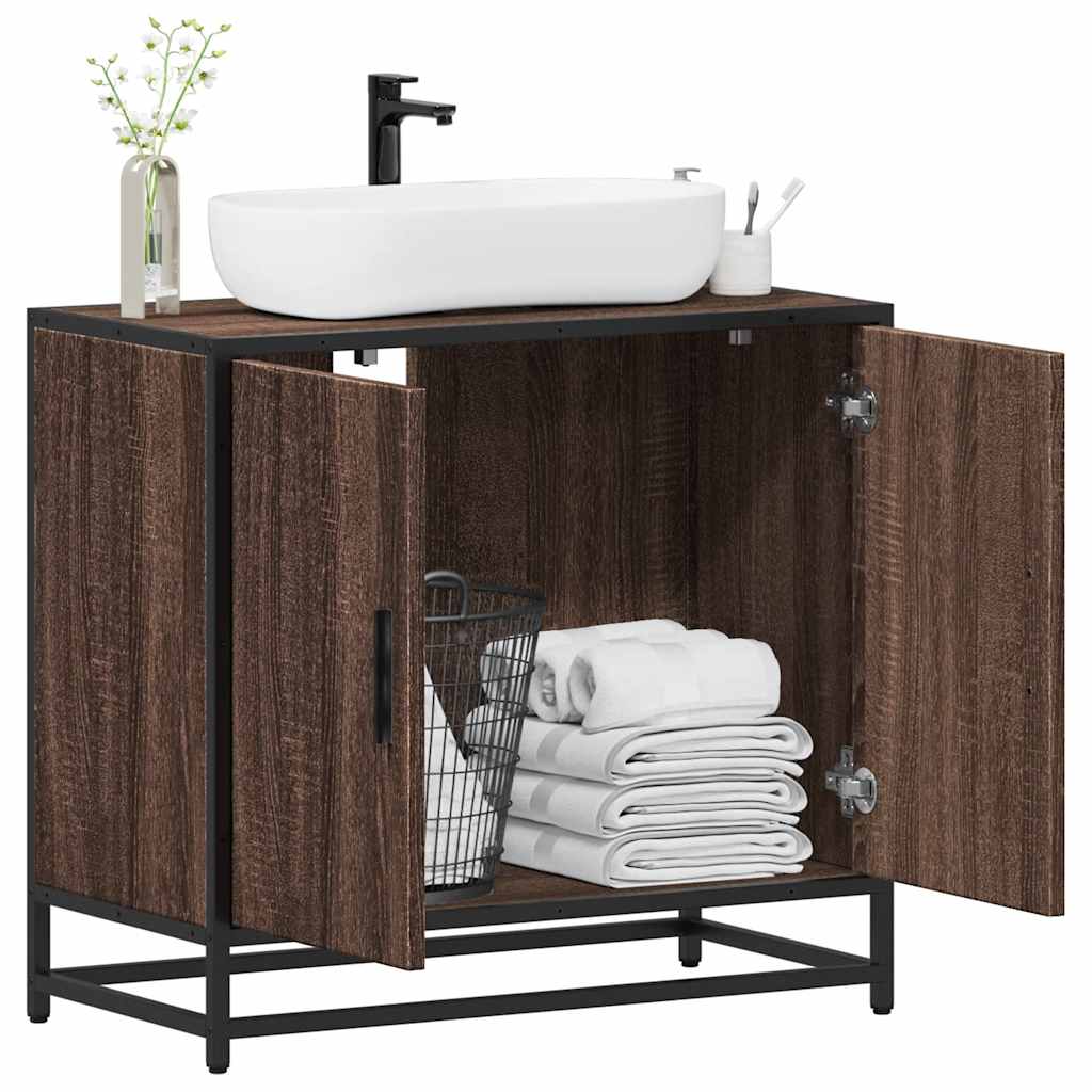 Bathroom Sink Cabinet Brown Oak 65x33x60 cm Engineered Wood - Merkel Designers