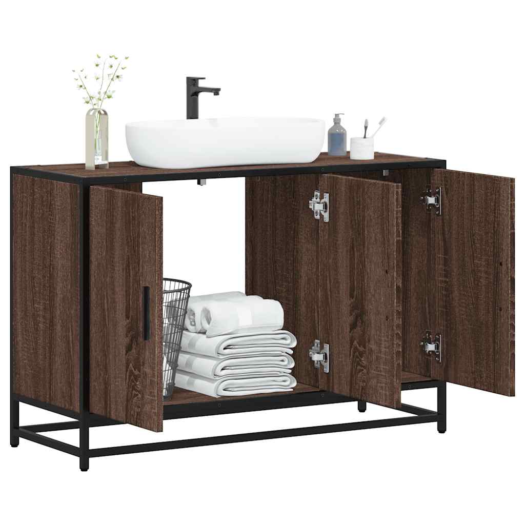 Bathroom Sink Cabinet Brown Oak 90x33x60 cm Engineered Wood - Casper Homes