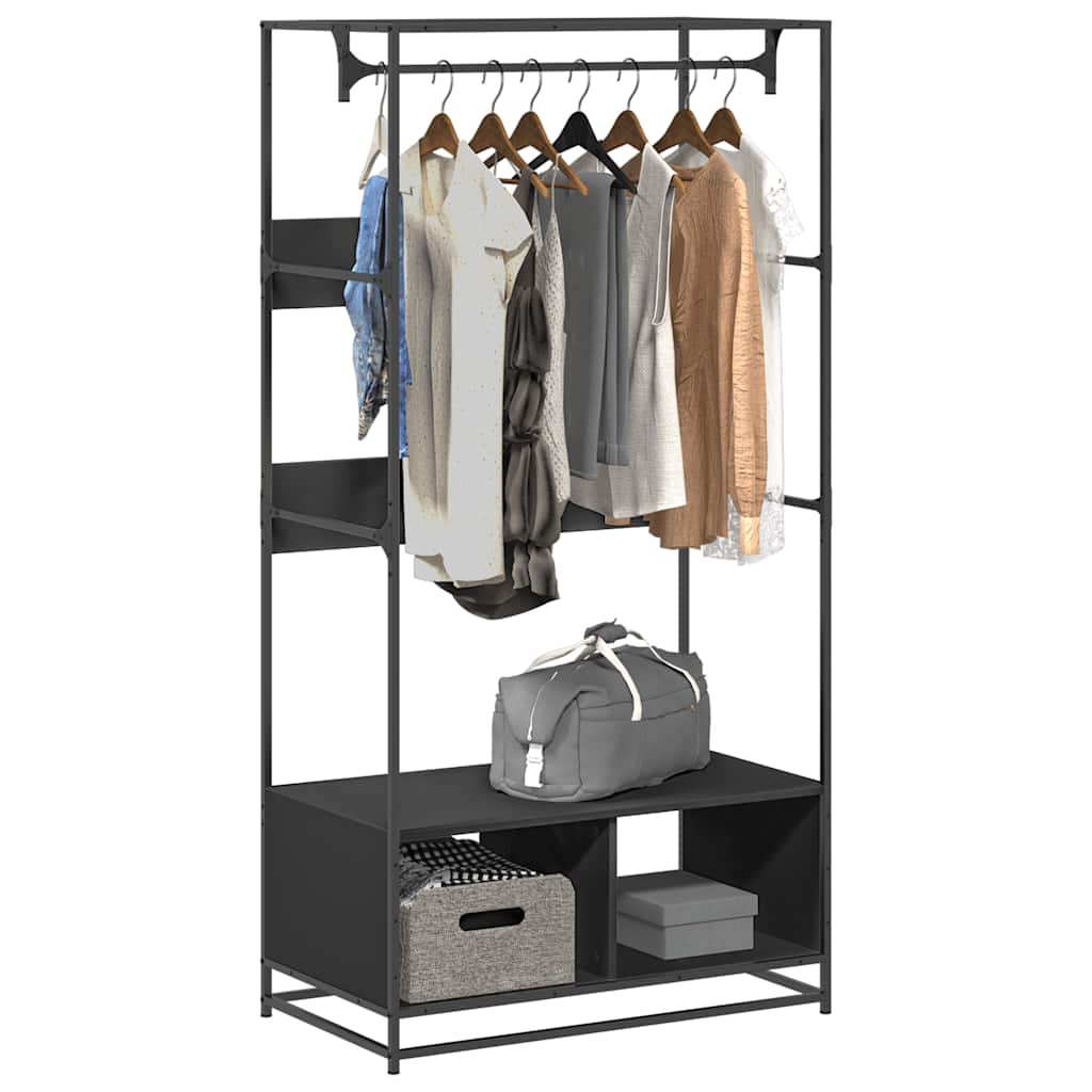 Wardrobe Black 90x50x180 cm Engineered Wood - Unbeatable Bargains