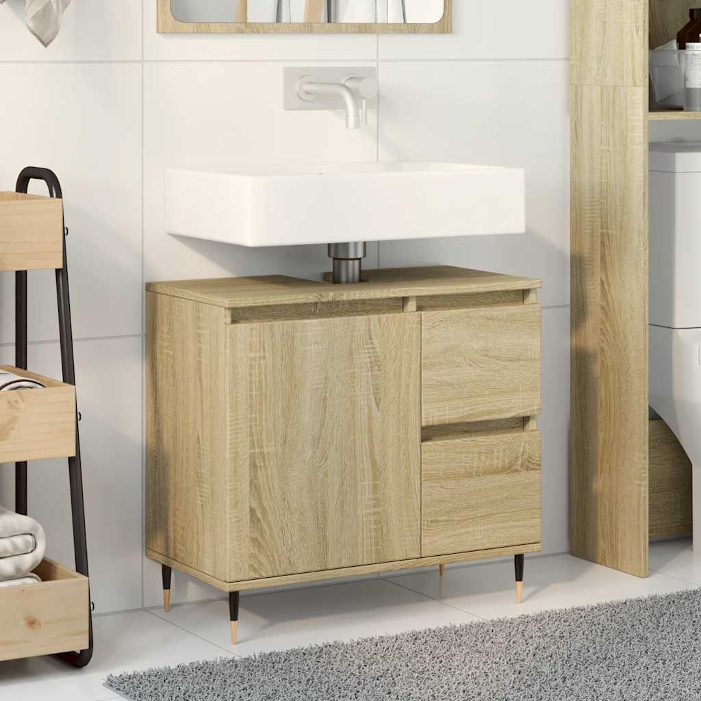 Bathroom Sink Cabinet Sonoma Oak 65x33x60 cm Engineered Wood - Discount Dealers