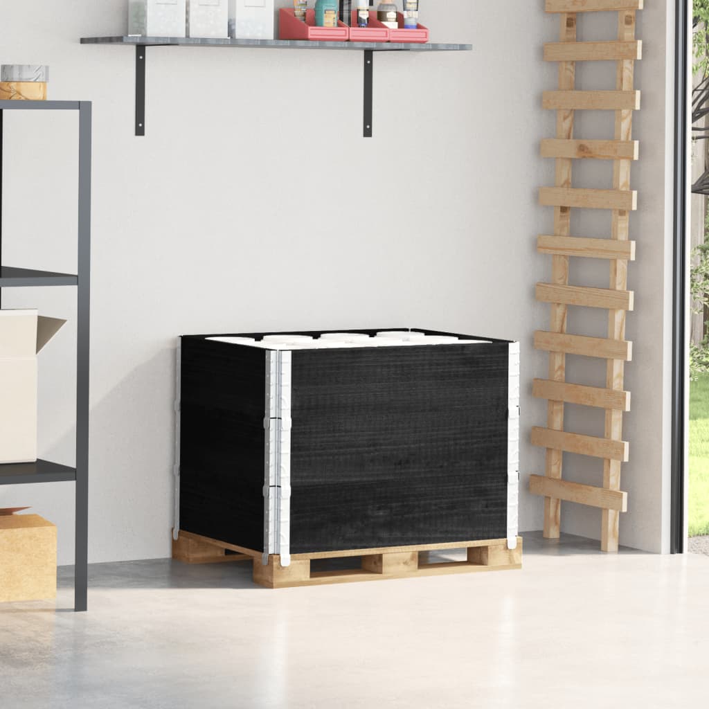 Pallet Collars 3 Pieces Black 80x60 cm Solid Wood Pine - Discount Dealers