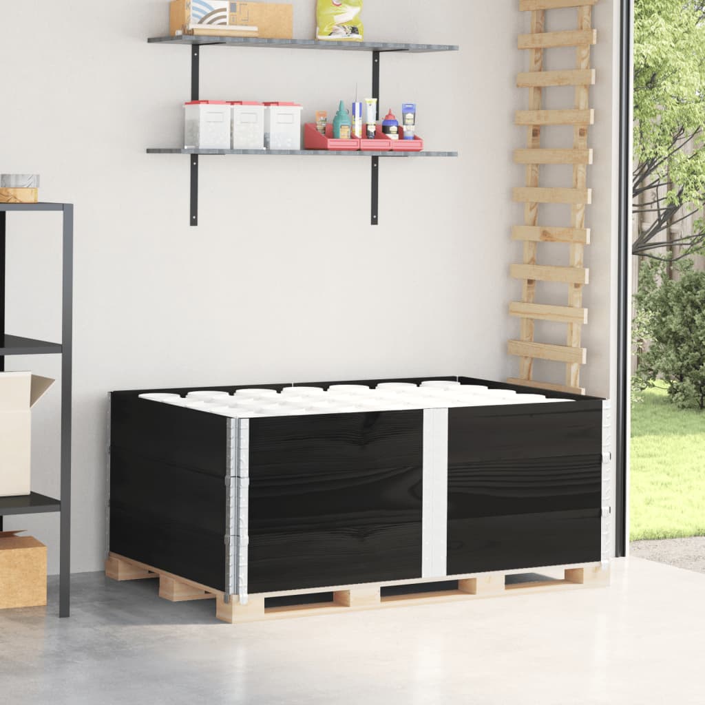 Pallet Collars 3 Pieces Black 150x100 cm Solid Wood Pine - Decor Base