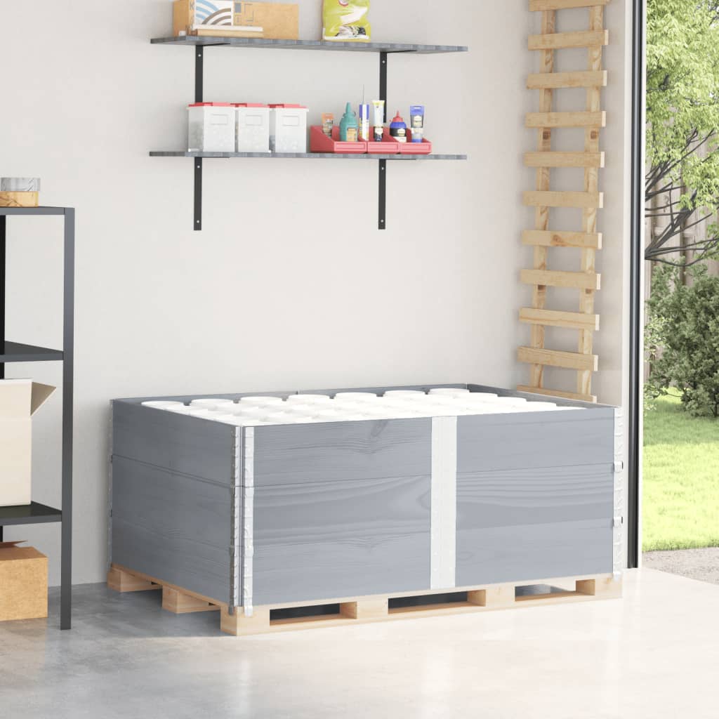 Pallet Collars 3 Pieces Grey 150x100 cm Solid Wood Pine - Decor Base