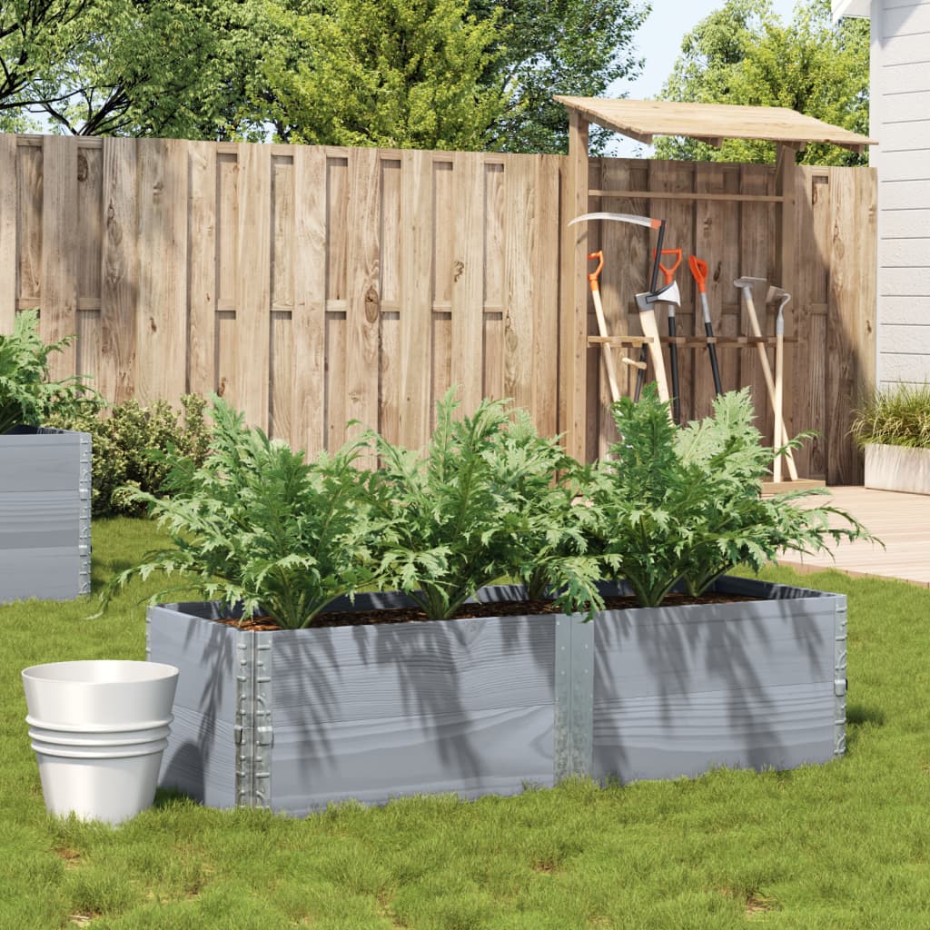 Garden Planter Grey 150x50 cm Solid Wood Pine - Design Hut