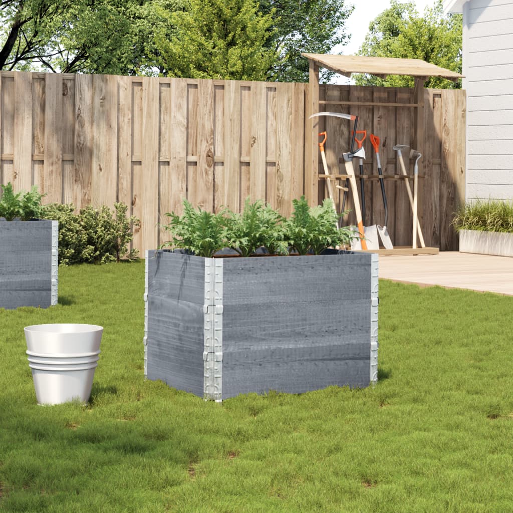 Garden Planter Grey 80x60 cm Solid Wood Pine - vid-3295421 - Discount Dealers