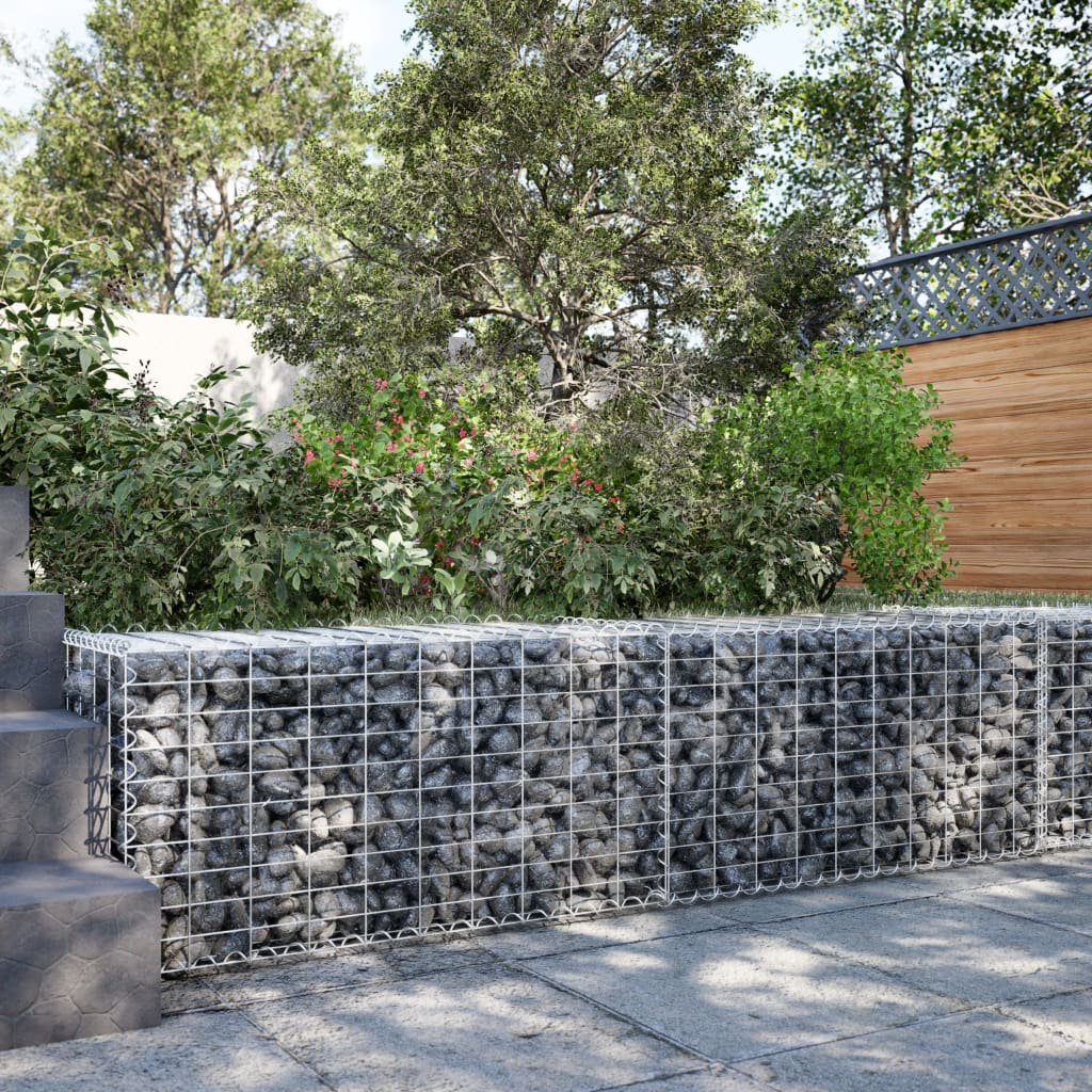 Gabion Basket with Cover 200x50x50 cm Galvanised Iron - Casper Homes