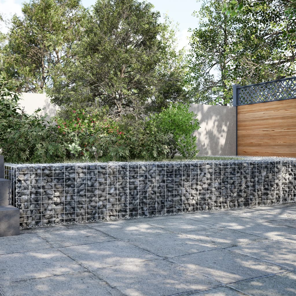 Gabion Basket with Cover 300x50x50 cm Galvanised Iron - Merlin Deals