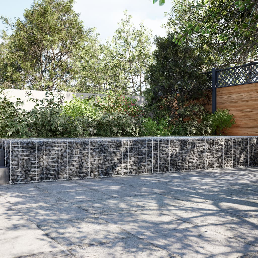 Gabion Basket with Cover 700x100x50 cm Galvanised Iron - Design Hut
