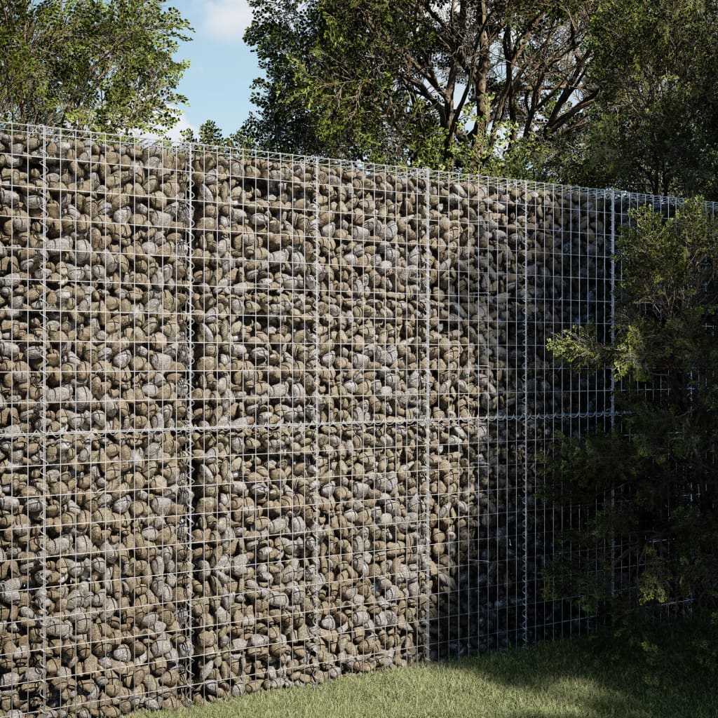 Gabion Basket with Cover 150x100x200 cm Galvanised Iron - Decor Base