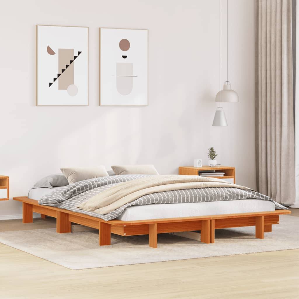 Bedframe Wax Brown 120x190cm Small Double Solid Wood Pine - Charlotte Dunes