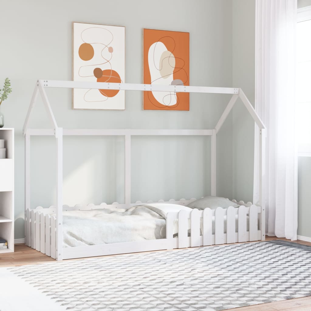 Kids House Bedframe White 80x200cm - All Things Good