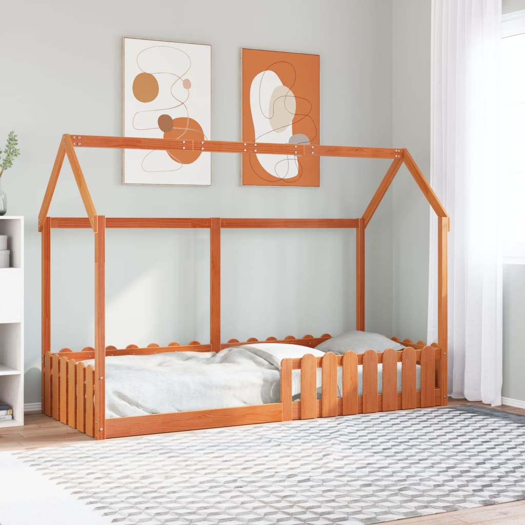 Kids House Bedframe Wax Brown 80x200cm - Sid & Sam