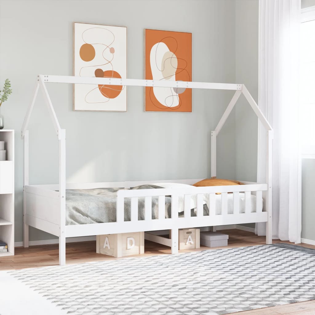 Kids House Bedframe White 90x200cm Pine - Discount Dealers