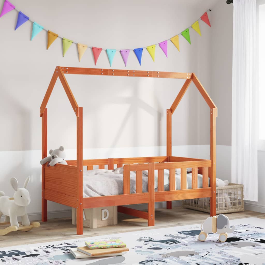 Kids House Bedframe Wax Brown 80x160cm Pine - R and M Furniture