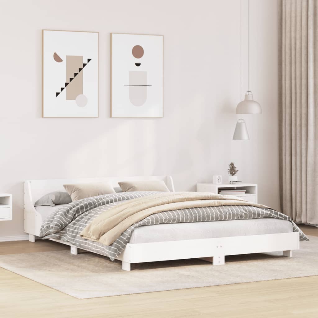 Bedframe White 120x200cm Solid Wood Pine - Direct Imports