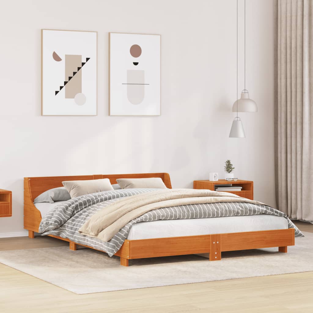 Bedframe Wax Brown 140x190cm Solid Wood Pine - Merkel Designers