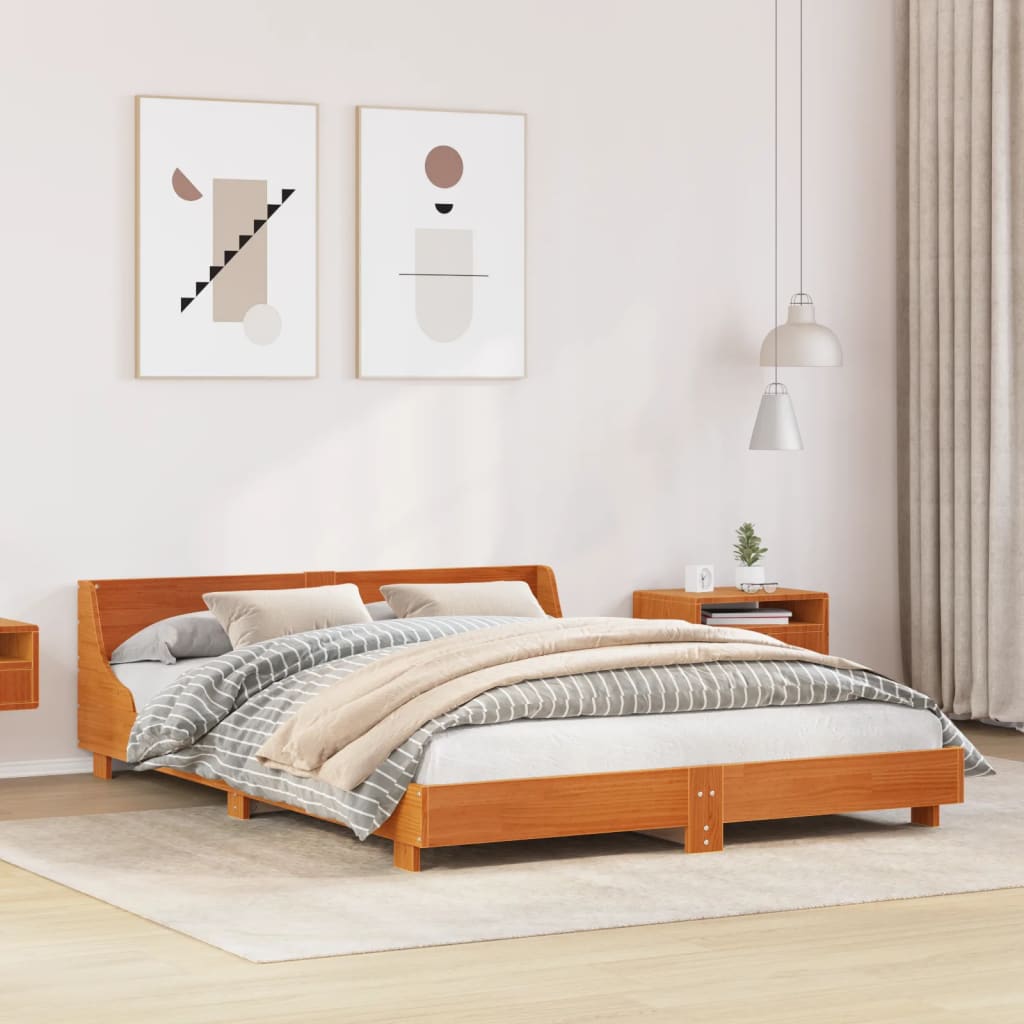 Bedframe Wax Brown 120x190cm Small Double Solid Wood Pine - Design Hut
