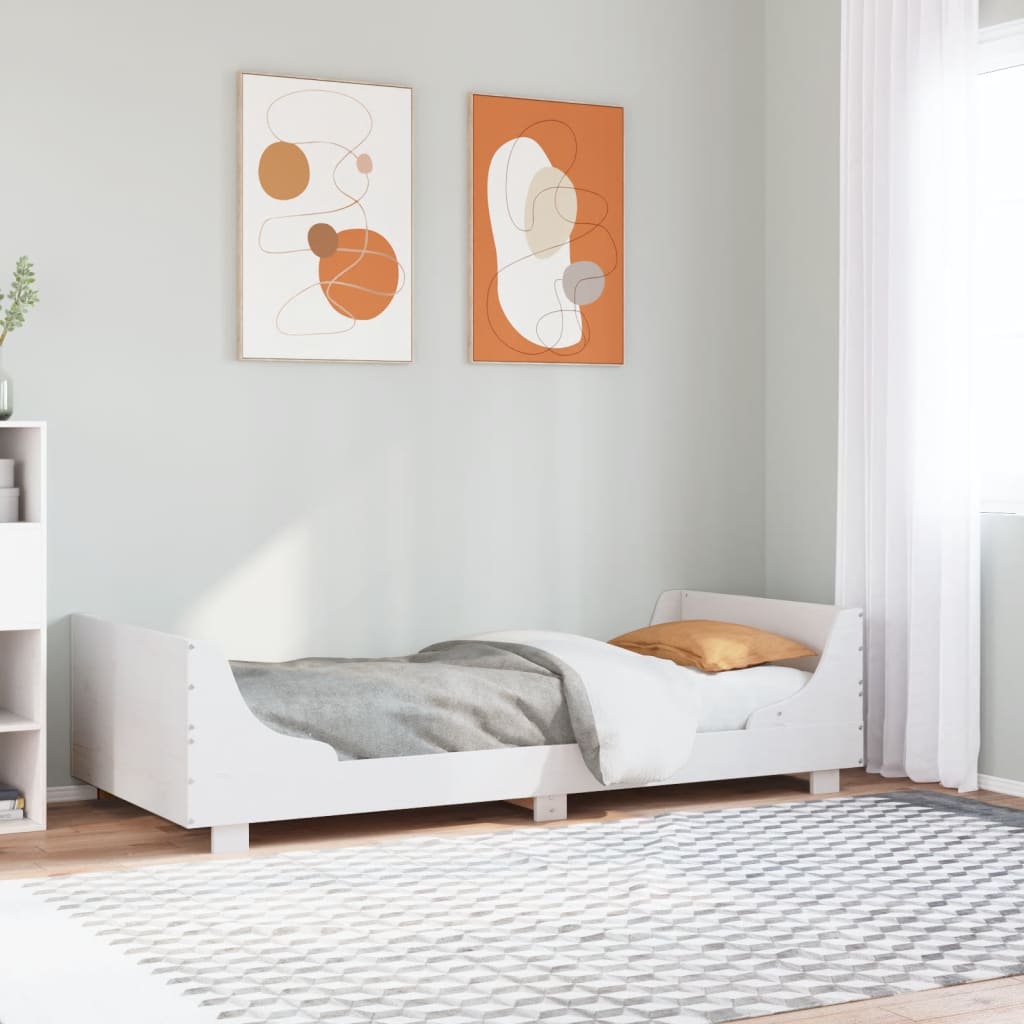 Bedframe White 100x200cm Solid Wood Pine - Charlotte Dunes