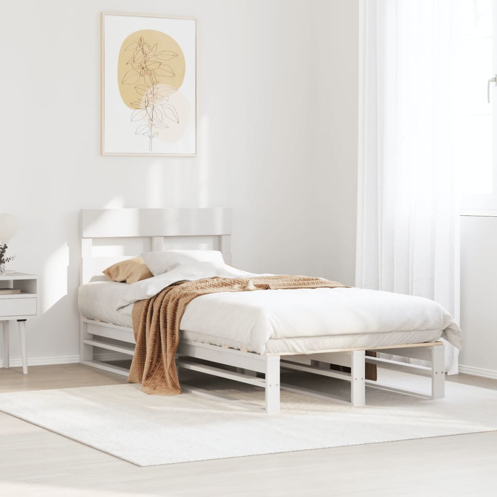 Bedframe White 75x190cm Small Single Solid Wood Pine - Discount Dealers