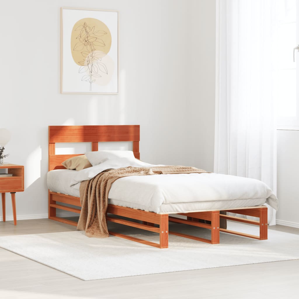 Bedframe Wax Brown 90x190cm Single Solid Wood Pine - Merkel Designers