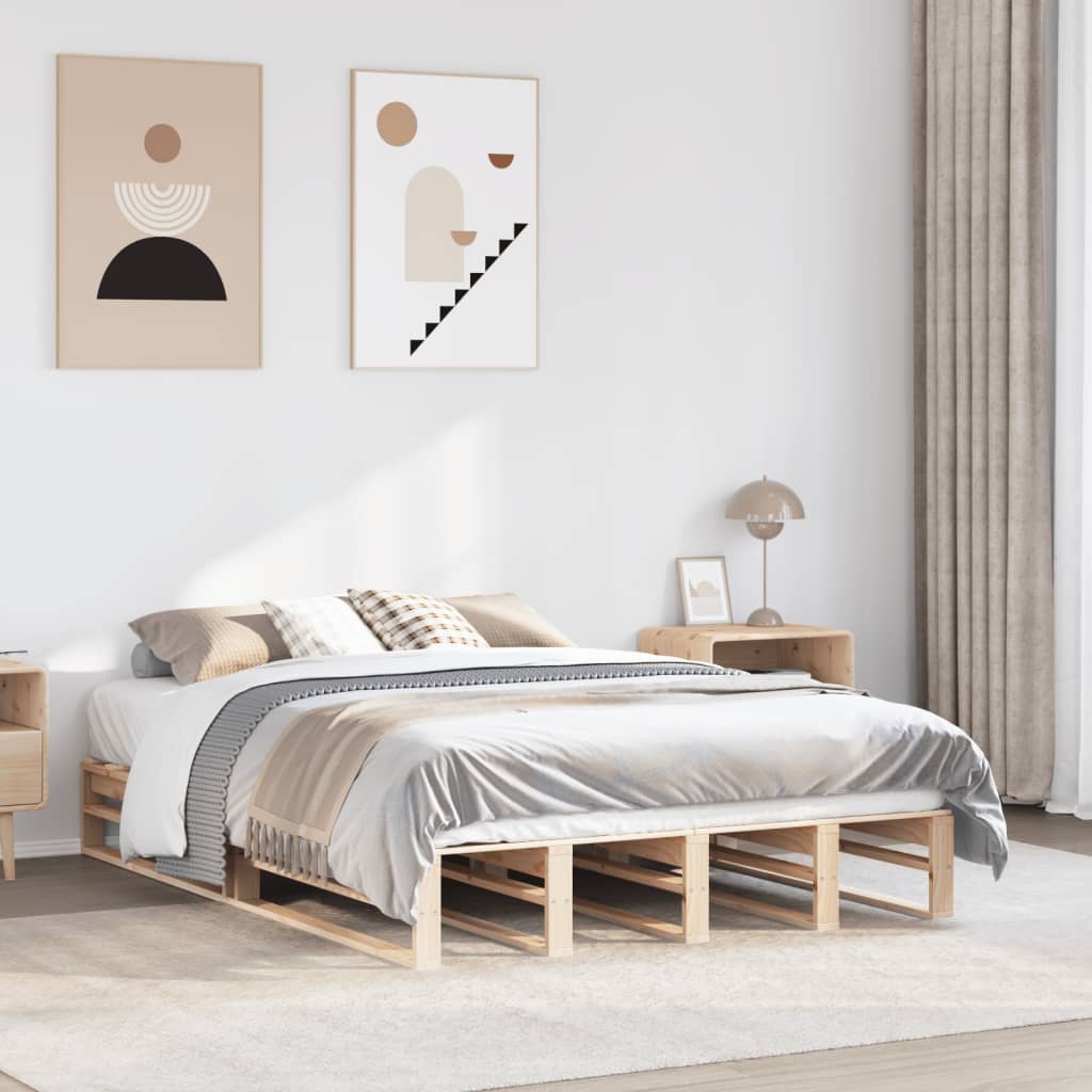 Bedframe 140x190cm Solid Wood Pine - Style and Chic