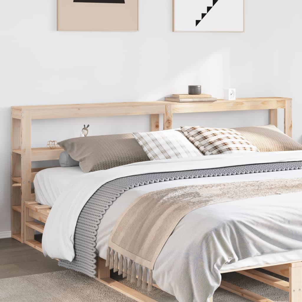 Headboard with Shelves 200 cm Solid Wood Pine - Sid & Sam