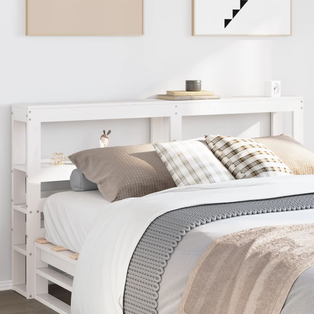 Headboard with Shelves White 120 cm Solid Wood Pine - Sid & Sam