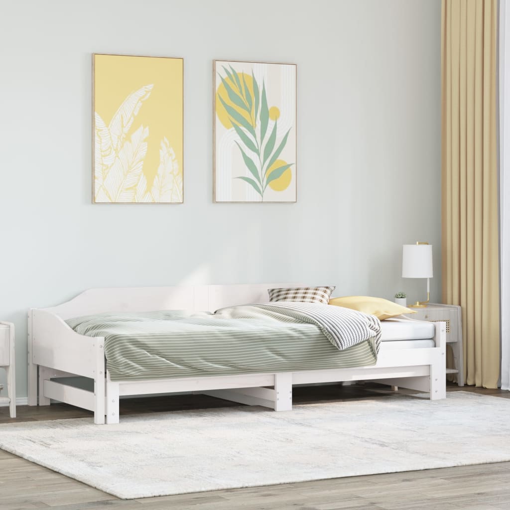 Daybed with Trundle 90x200cm White Solid Wood - Merkel Designers