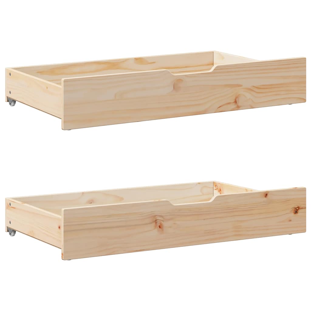 Under-Bed Drawers with Wheels 2 pcs 95x55x17 cm Solid Wood Pine - Charlotte Dunes
