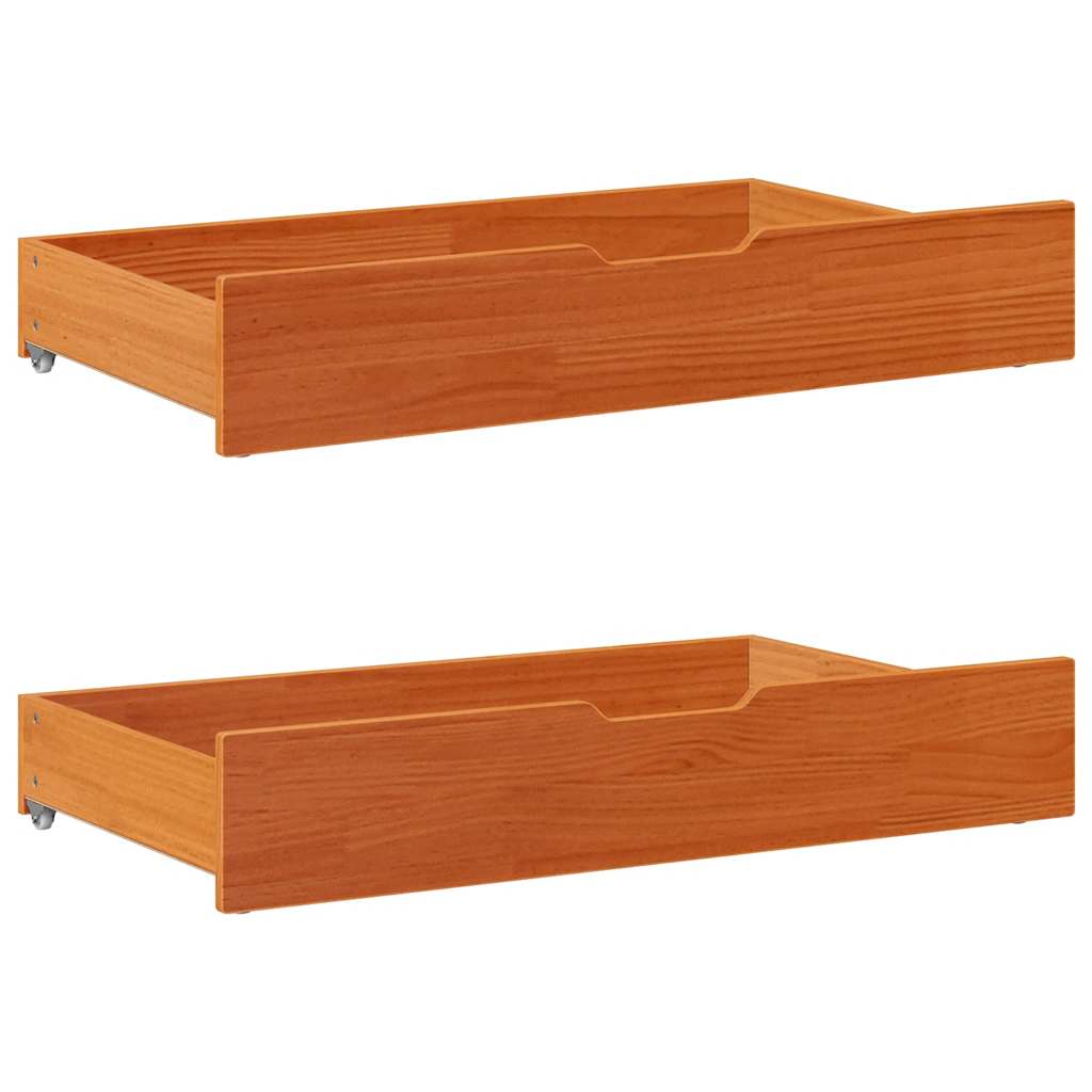 Under-Bed Drawers 2 pcs Wax Brown 90x55x17 cm Solid Wood Pine - Charlotte Dunes