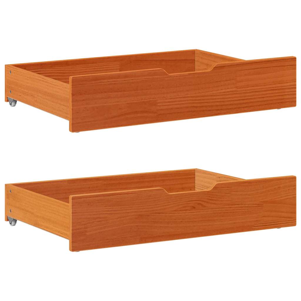 Under-Bed Drawers 2 pcs Wax Brown 85x55x17 cm Solid Wood Pine - Charlotte Dunes