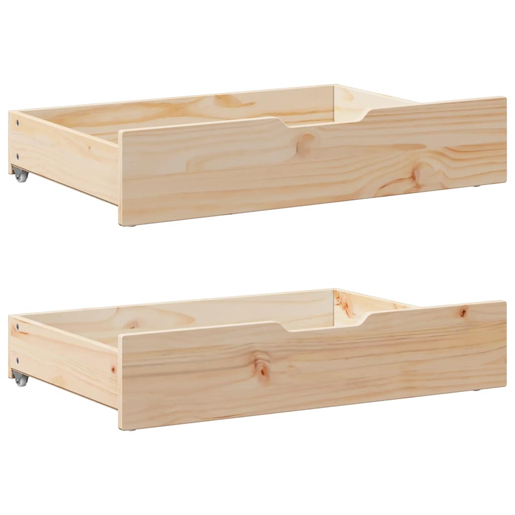 Under-Bed Drawers with Wheels 2 pcs 80x55x17 cm Solid Wood Pine - Charlotte Dunes