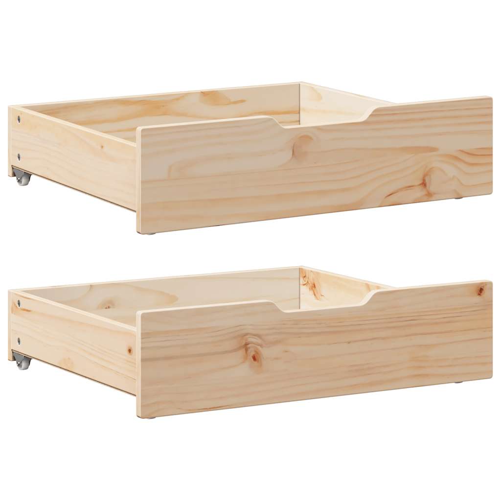 Under-Bed Drawers with Wheels 2 pcs 75x55x17 cm Solid Wood Pine - Charlotte Dunes