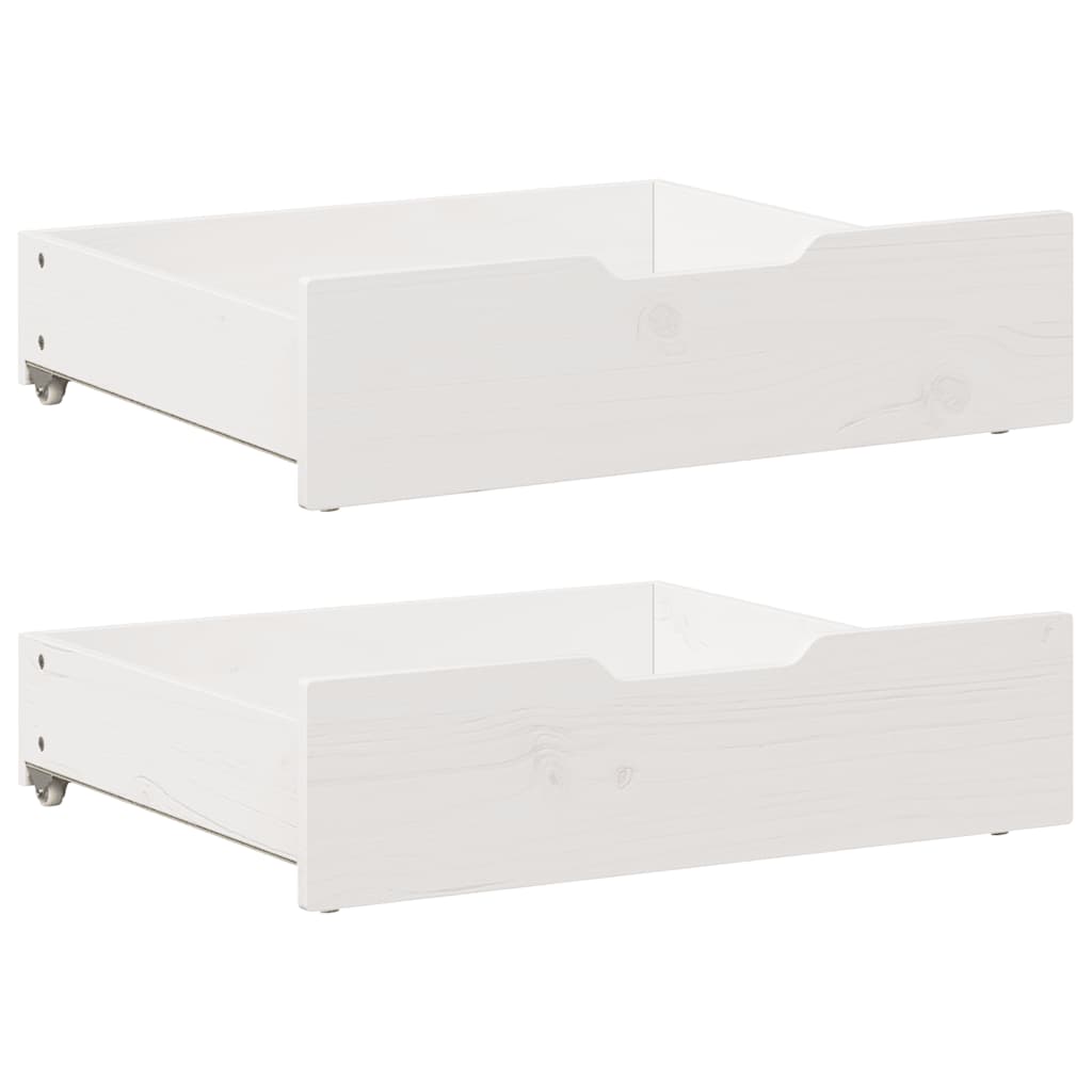 Under-Bed Drawers 2 Pieces White 75x55x17 cm Solid Wood Pine - Sid & Sam