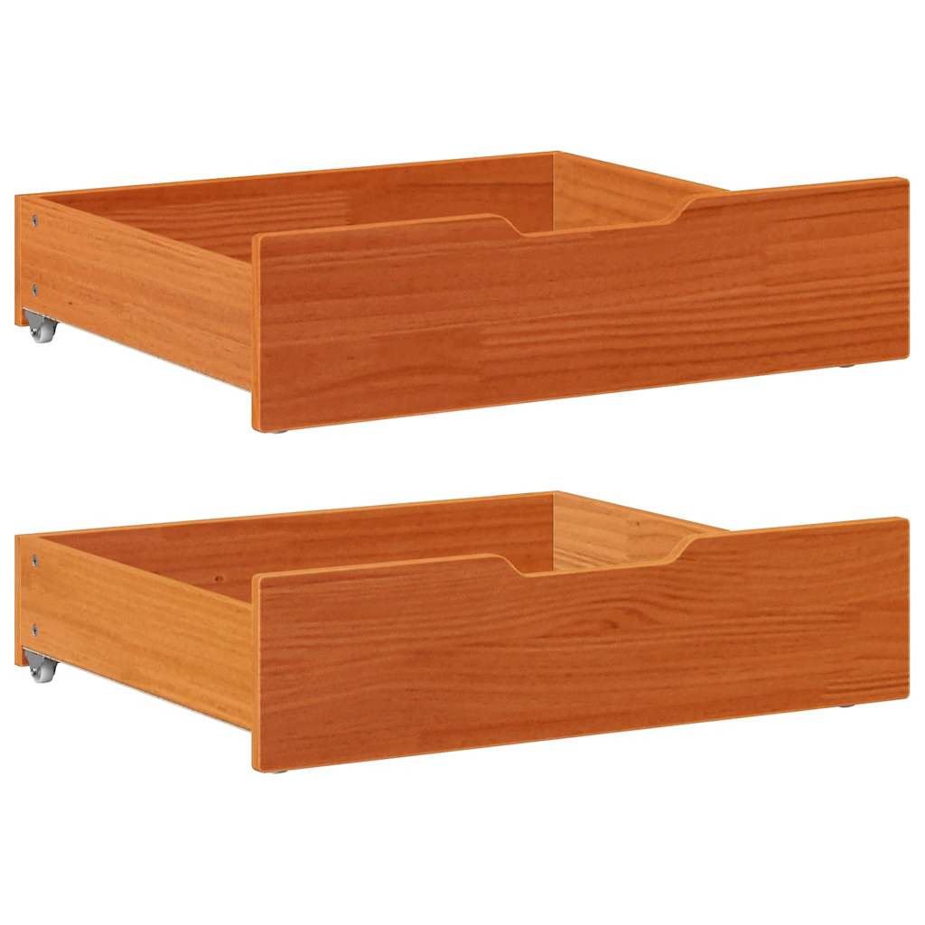 Under-Bed Drawers 2 pcs Wax Brown 75x55x17 cm Solid Wood Pine - Charlotte Dunes