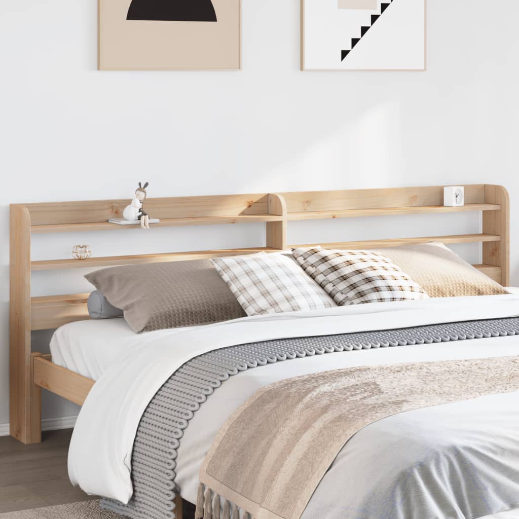 Headboard with Shelves 200 cm Solid Wood Pine - Brittle & Co