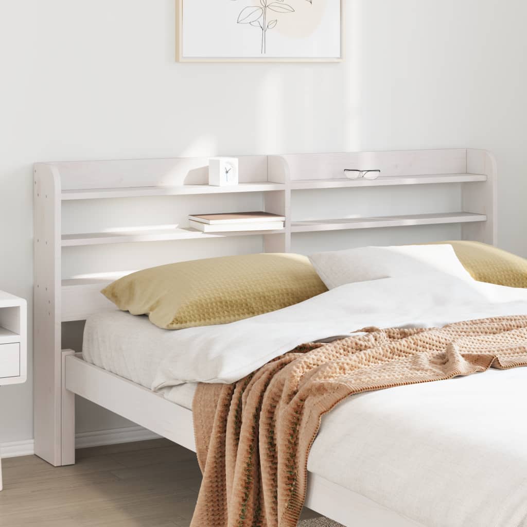 Headboard with Shelves White 160 cm Solid Wood Pine - Sid & Sam