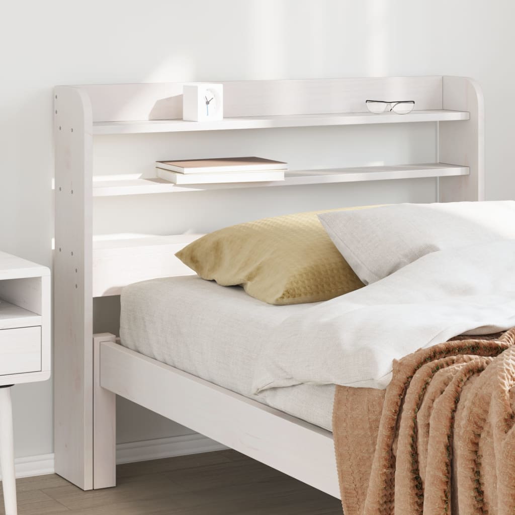 Headboard with Shelves White 100 cm Solid Wood Pine - vid-850960 - Brittle & Co
