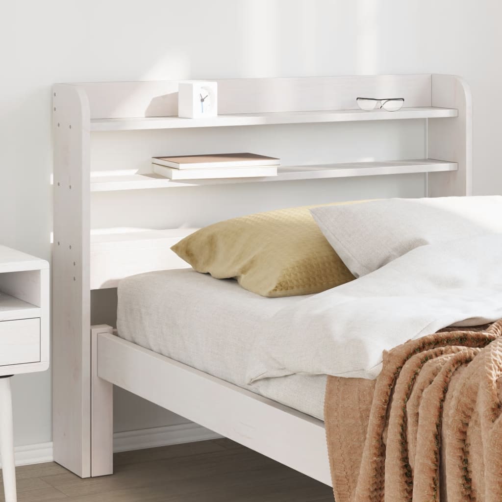 Headboard with Shelves White 90 cm Solid Wood Pine - Sid & Sam