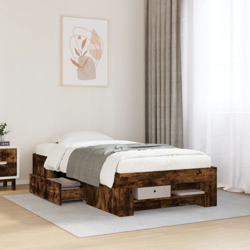 Bedframe Smoked Oak 75x190cm Small Single Engineered Wood - Casper Homes