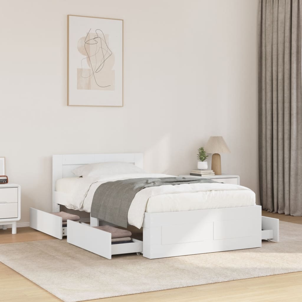Bedframe with Headboard White 100x200cm - Merlin Deals
