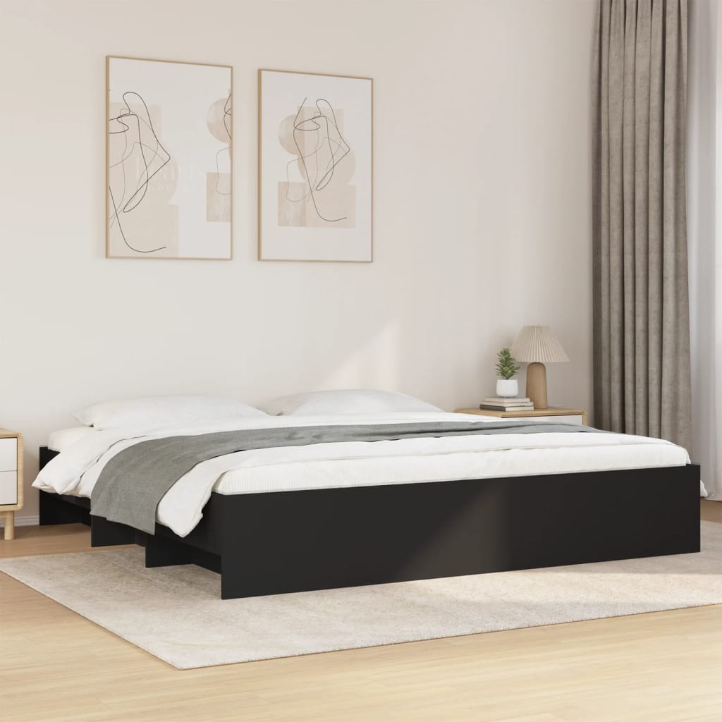 Bedframe Black 180x200cm Super King Engineered Wood - The Home Maker