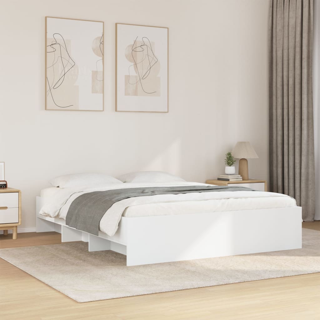 Bedframe White 160x200cm Engineered Wood - Merkel Designers