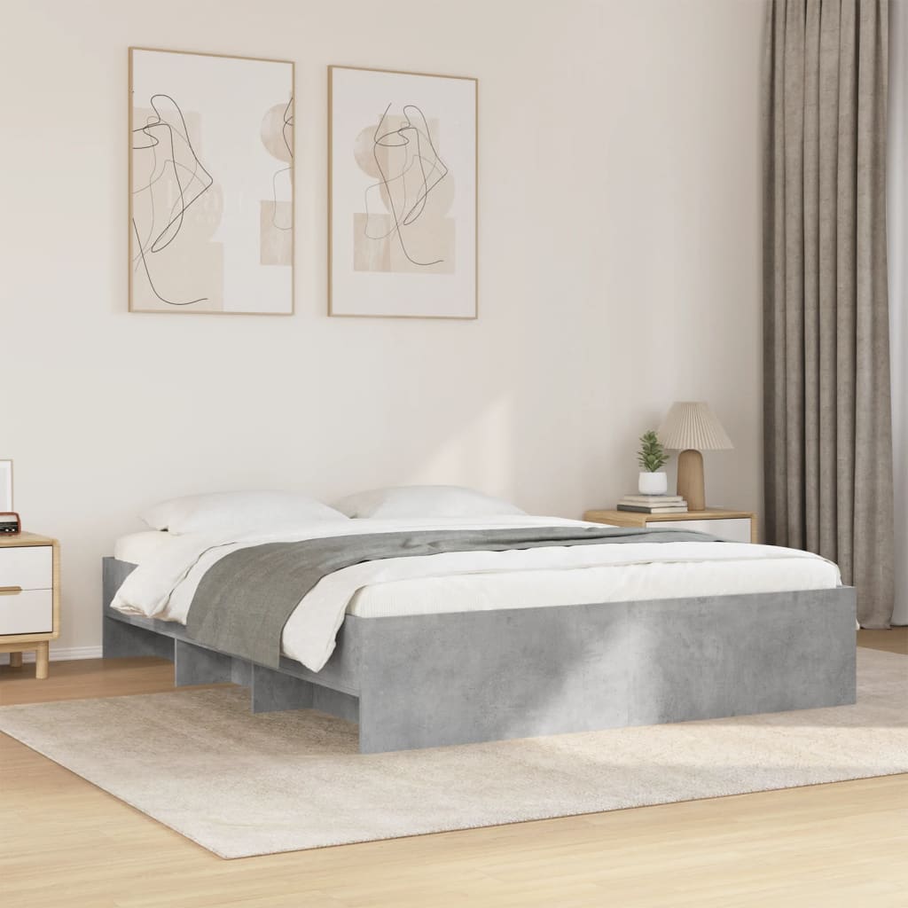 Bedframe Concrete Grey 160x200cm Engineered Wood - Charlotte Dunes