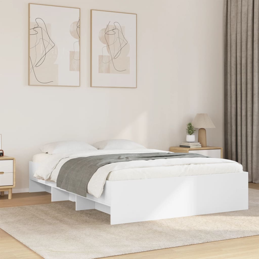 Bedframe White 120x200cm Engineered Wood - The Home Maker