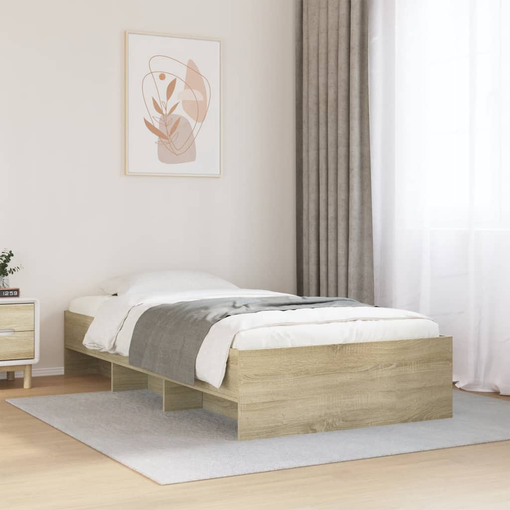 Bedframe Sonoma Oak 90x200cm Engineered Wood - All Things Good