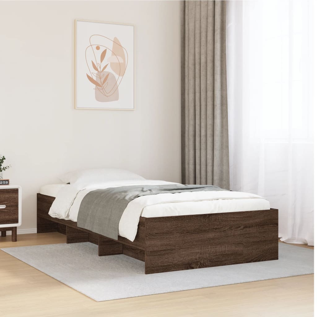 Bedframe Brown Oak 90x200cm Engineered Wood - All Things Good