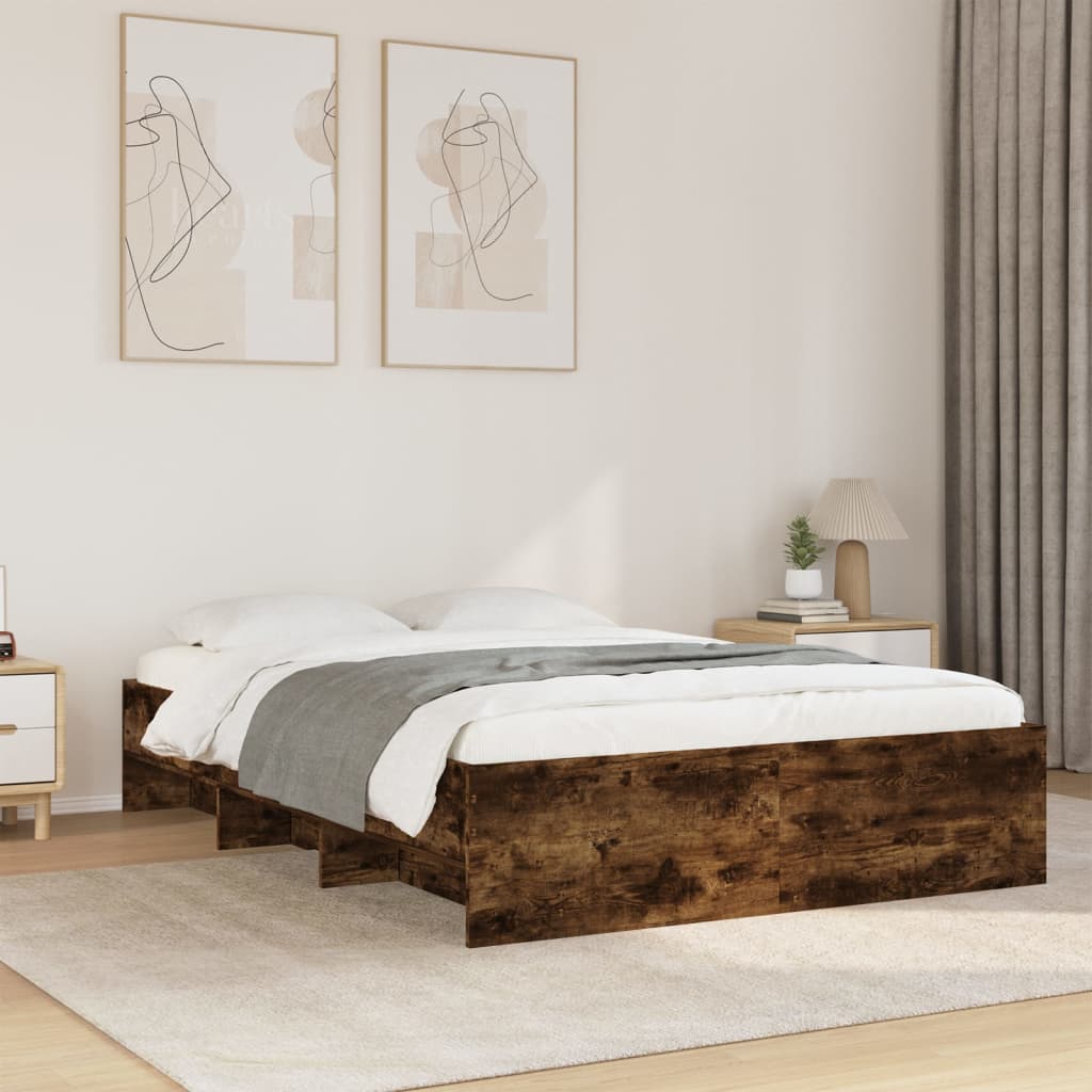 Bedframe Smoked Oak 140x190cm Engineered Wood - Millennium Furniture